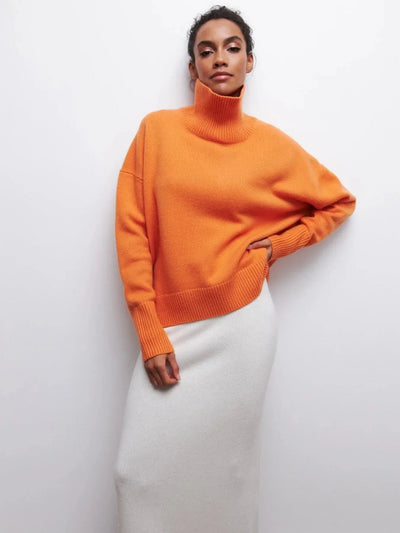 Strickpullover mit Rollkragen – Oversize-Passform – lockere Passform – Rollkragenpullover – Damenpullover