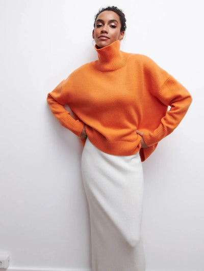Strickpullover mit Rollkragen – Oversize-Passform – lockere Passform – Rollkragenpullover – Damenpullover