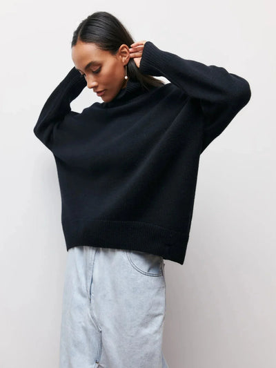 Strickpullover mit Rollkragen – Oversize-Passform – lockere Passform – Rollkragenpullover – Damenpullover