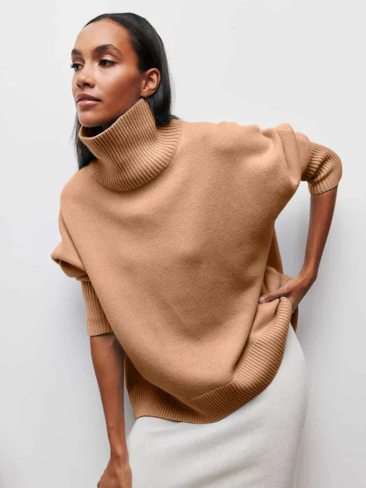 Strickpullover mit Rollkragen – Oversize-Passform – lockere Passform – Rollkragenpullover – Damenpullover