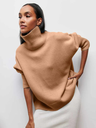 Strickpullover mit Rollkragen – Oversize-Passform – lockere Passform – Rollkragenpullover – Damenpullover