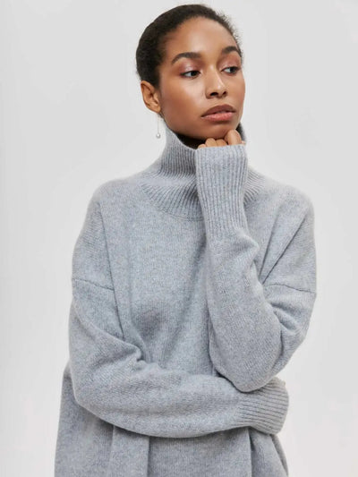 Strickpullover mit Rollkragen – Oversize-Passform – lockere Passform – Rollkragenpullover – Damenpullover
