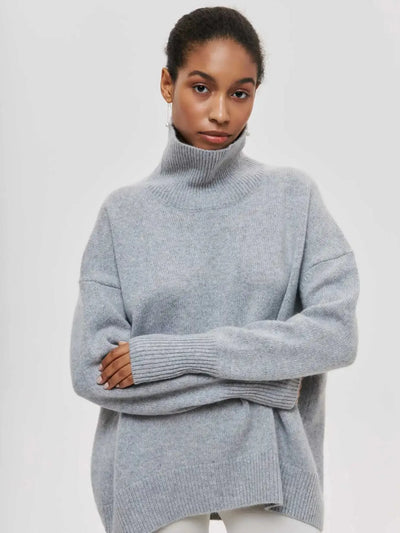 Strickpullover mit Rollkragen – Oversize-Passform – lockere Passform – Rollkragenpullover – Damenpullover