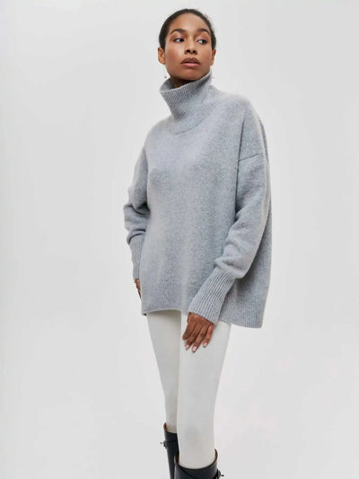 Strickpullover mit Rollkragen – Oversize-Passform – lockere Passform – Rollkragenpullover – Damenpullover