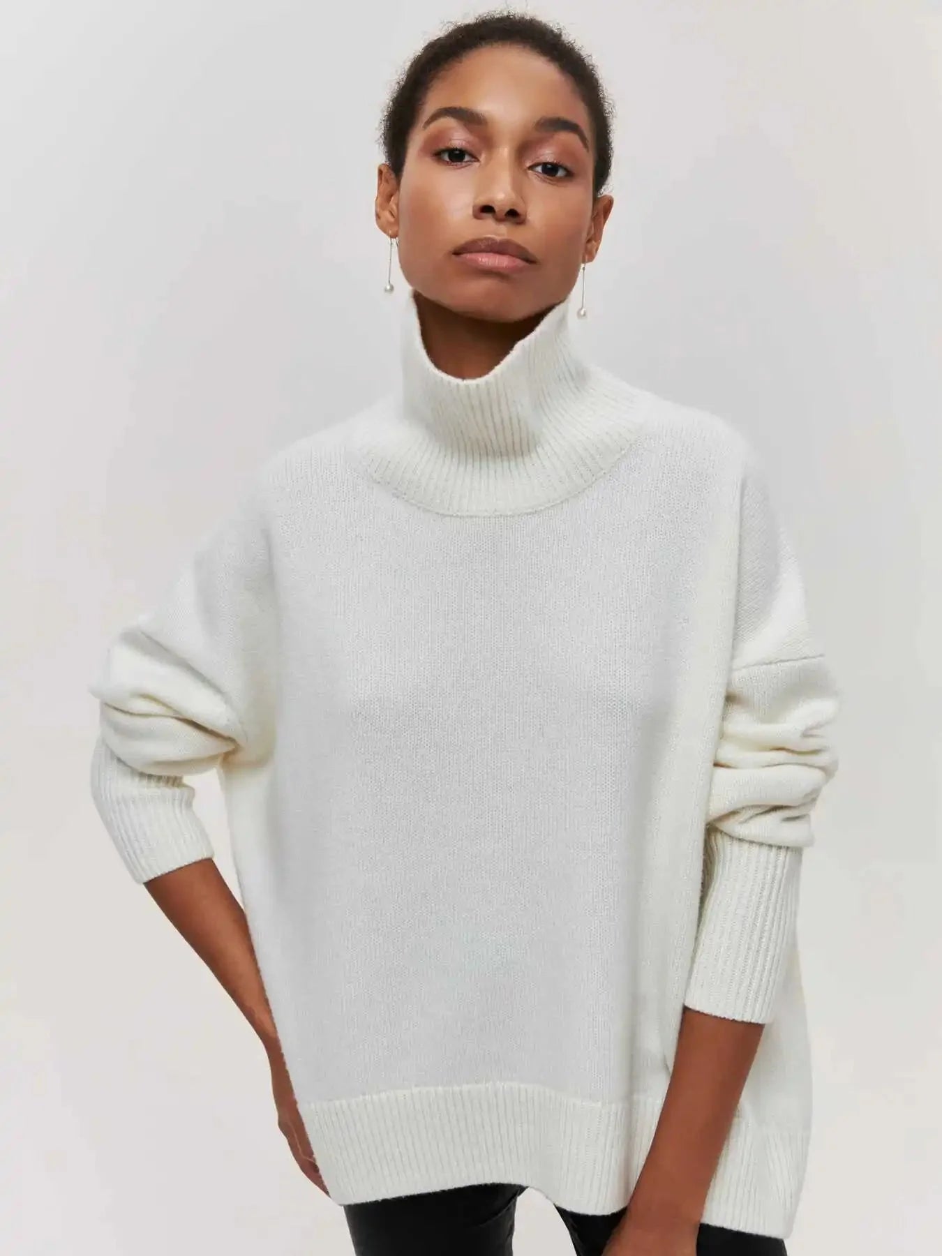 Strickpullover mit Rollkragen – Oversize-Passform – lockere Passform – Rollkragenpullover – Damenpullover