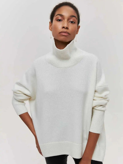 Strickpullover mit Rollkragen – Oversize-Passform – lockere Passform – Rollkragenpullover – Damenpullover