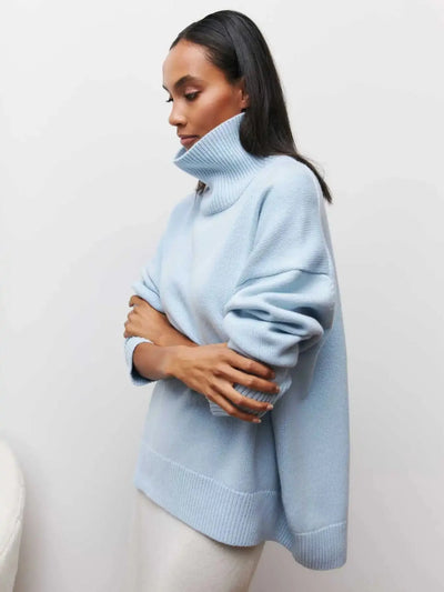 Strickpullover mit Rollkragen – Oversize-Passform – lockere Passform – Rollkragenpullover – Damenpullover
