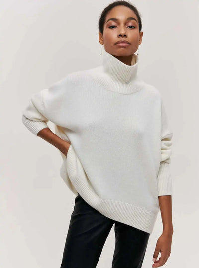 Strickpullover mit Rollkragen – Oversize-Passform – lockere Passform – Rollkragenpullover – Damenpullover