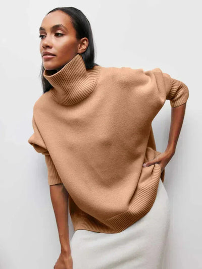 Strickpullover mit Rollkragen – Oversize-Passform – lockere Passform – Rollkragenpullover – Damenpullover
