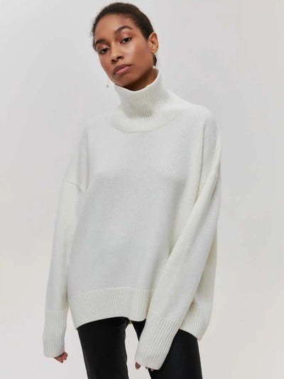 Strickpullover mit Rollkragen – Oversize-Passform – lockere Passform – Rollkragenpullover – Damenpullover