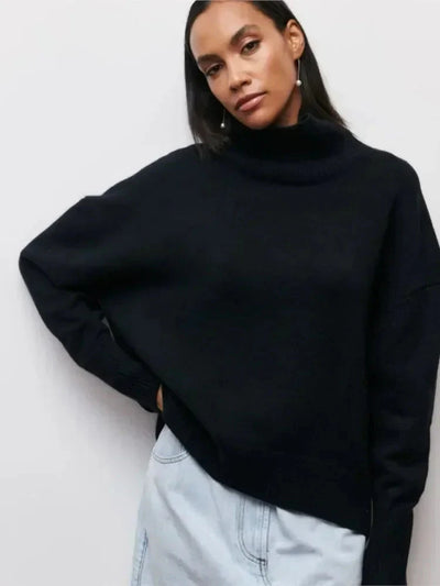 Strickpullover mit Rollkragen – Oversize-Passform – lockere Passform – Rollkragenpullover – Damenpullover