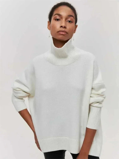 Strickpullover mit Rollkragen – Oversize-Passform – lockere Passform – Rollkragenpullover – Damenpullover