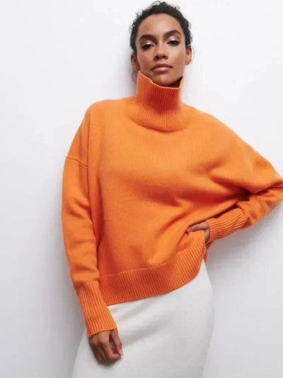 Strickpullover mit Rollkragen – Oversize-Passform – lockere Passform – Rollkragenpullover – Damenpullover