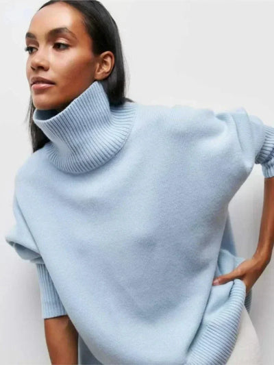 Strickpullover mit Rollkragen – Oversize-Passform – lockere Passform – Rollkragenpullover – Damenpullover