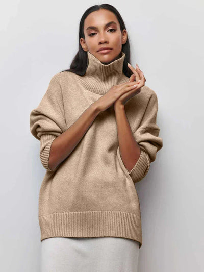 Strickpullover mit Rollkragen – Oversize-Passform – lockere Passform – Rollkragenpullover – Damenpullover