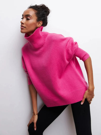Strickpullover mit Rollkragen – Oversize-Passform – lockere Passform – Rollkragenpullover – Damenpullover