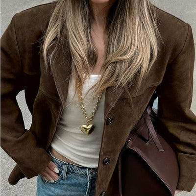 Suedette Jacke - Damenjacke aus Wildleder in Übergröße für den Herbst