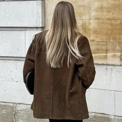 Suedette Jacke - Damenjacke aus Wildleder in Übergröße für den Herbst