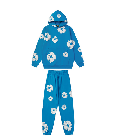 Sweatset – Unisex-Kapuzenpullover mit Blumenmuster und Jogginghose