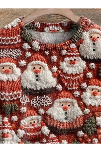 Sweatshirt mit Rundhalsausschnitt, locker fallend, mit Glitzer, Weihnachtsmann-Motiv