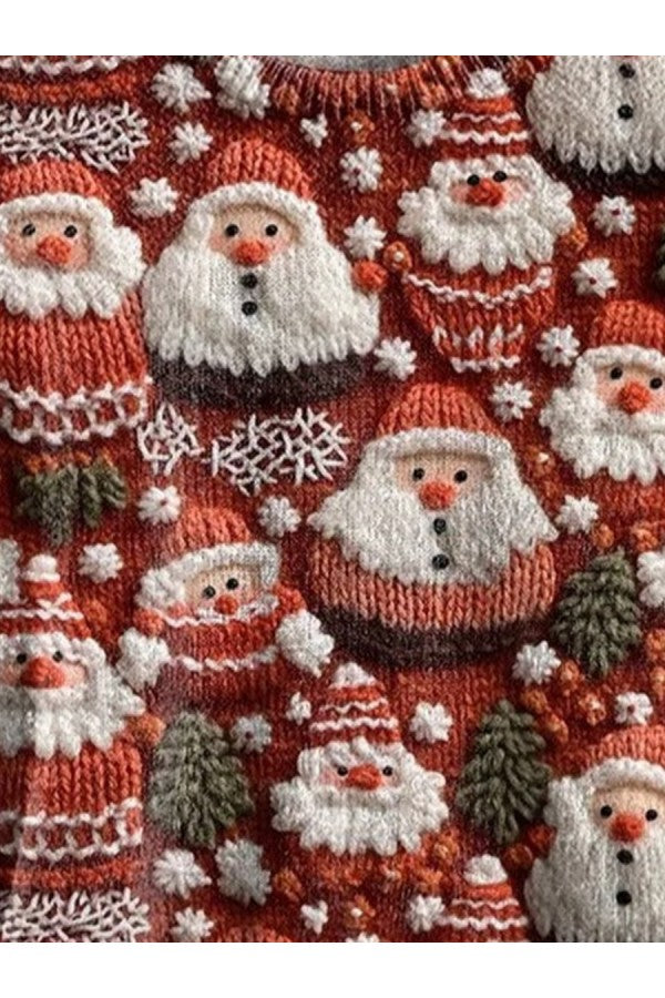 Sweatshirt mit Rundhalsausschnitt, locker fallend, mit Glitzer, Weihnachtsmann-Motiv