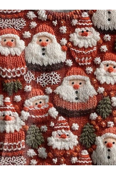 Sweatshirt mit Rundhalsausschnitt, locker fallend, mit Glitzer, Weihnachtsmann-Motiv