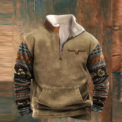 Sweatshirt mit halbem Reißverschluss – warmer Fleece-Pullover mit kurzem Reißverschluss für Herren für den Winter