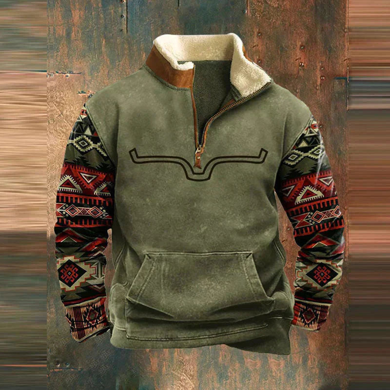 Sweatshirt mit halbem Reißverschluss – warmer Fleece-Pullover mit kurzem Reißverschluss für Herren für den Winter