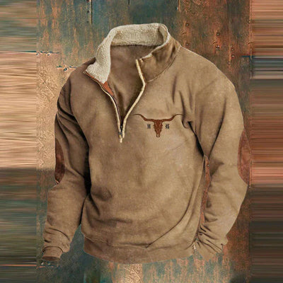 Sweatshirt mit halbem Reißverschluss – warmer Fleece-Pullover mit kurzem Reißverschluss für Herren für den Winter