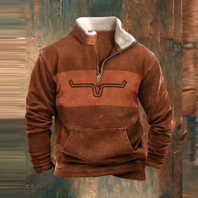 Sweatshirt mit halbem Reißverschluss – warmer Fleece-Pullover mit kurzem Reißverschluss für Herren für den Winter