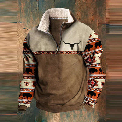 Sweatshirt mit halbem Reißverschluss – warmer Fleece-Pullover mit kurzem Reißverschluss für Herren für den Winter