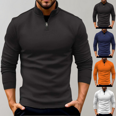 Sweatshirt – warmer Stehkragen-Langarm-Sweater mit Reißverschluss für Herren