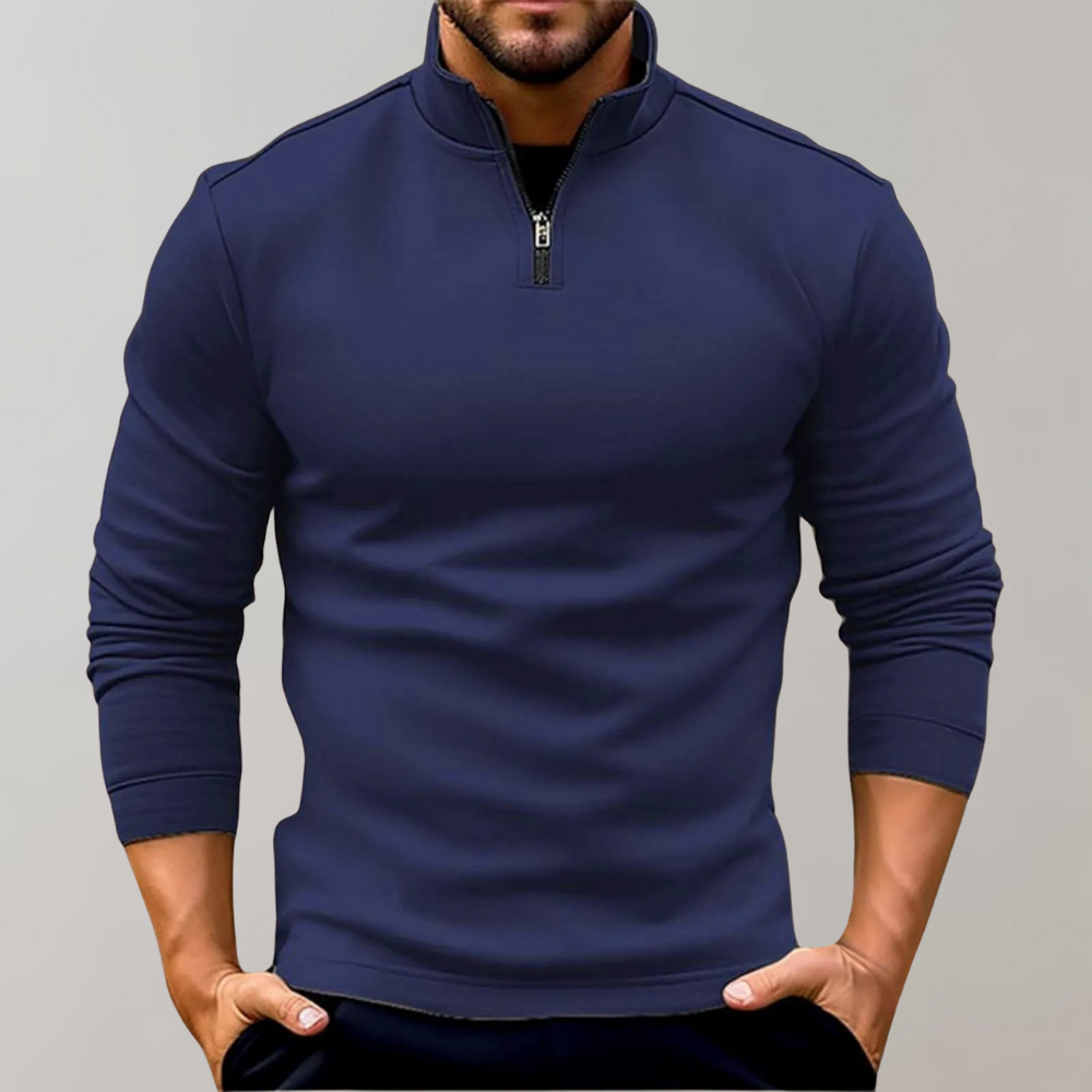 Sweatshirt – warmer Stehkragen-Langarm-Sweater mit Reißverschluss für Herren