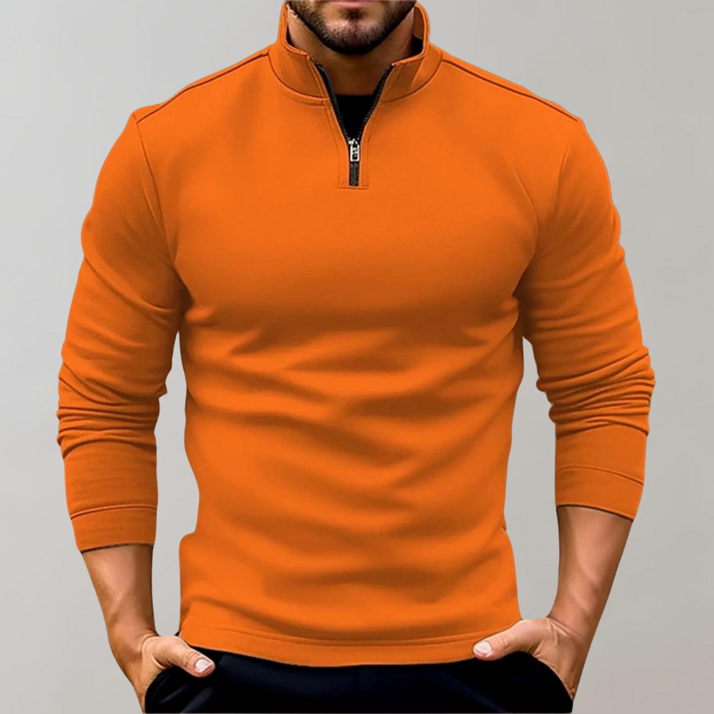 Sweatshirt – warmer Stehkragen-Langarm-Sweater mit Reißverschluss für Herren