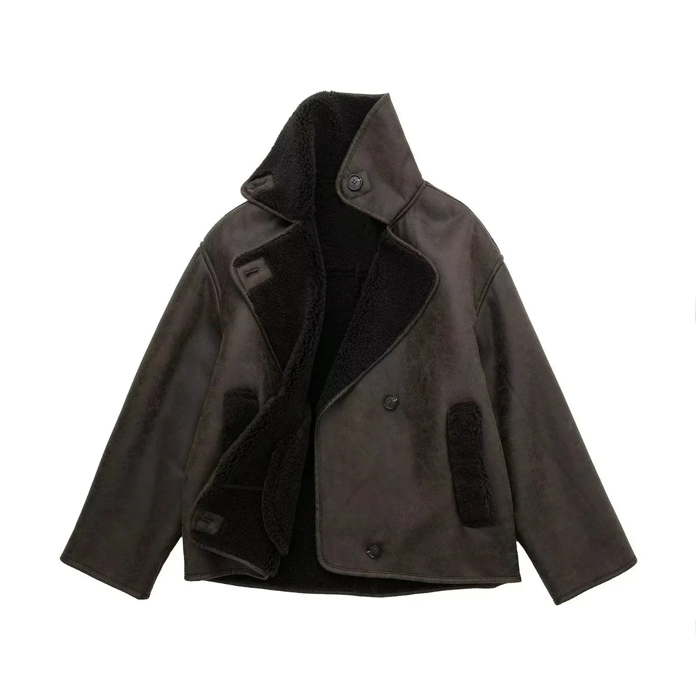 Leighton - Vintage-Lederjacke mit langen Ärmel für Frauen