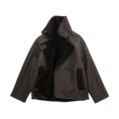 Leighton - Vintage-Lederjacke mit langen Ärmel für Frauen