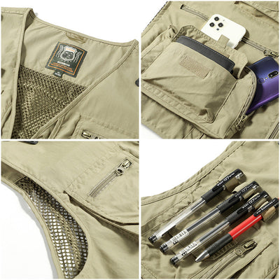 Taktische Weste | Zip-Up | Taschen | Cargo-Weste | Herrenweste