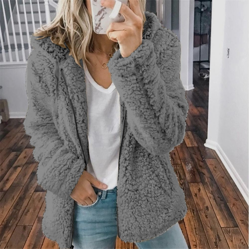 Teddy Cardigan - Zip-Up - Winter - Flauschige Strickjacke - Damen Fleecejacke