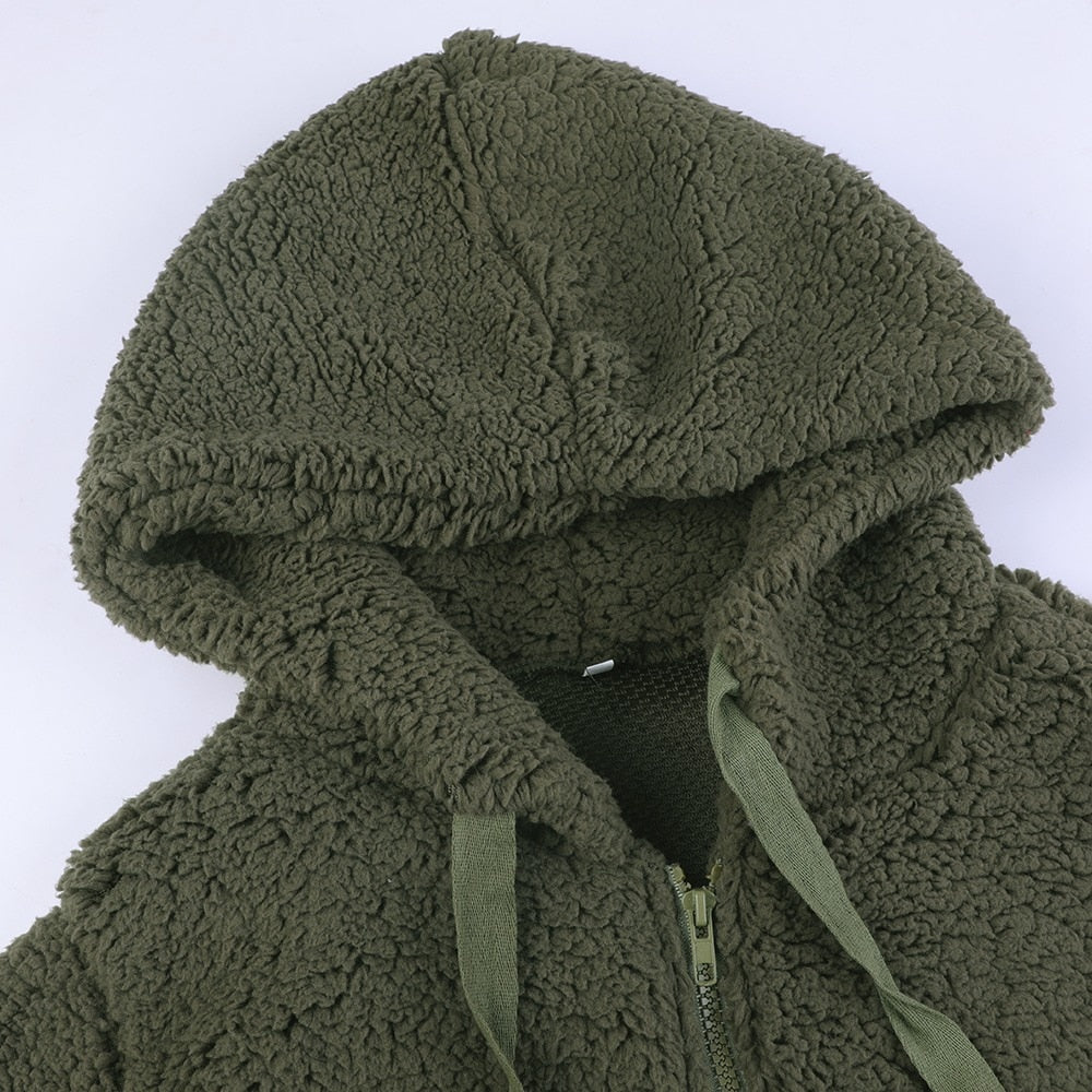 Teddy Cardigan - Zip-Up - Winter - Flauschige Strickjacke - Damen Fleecejacke