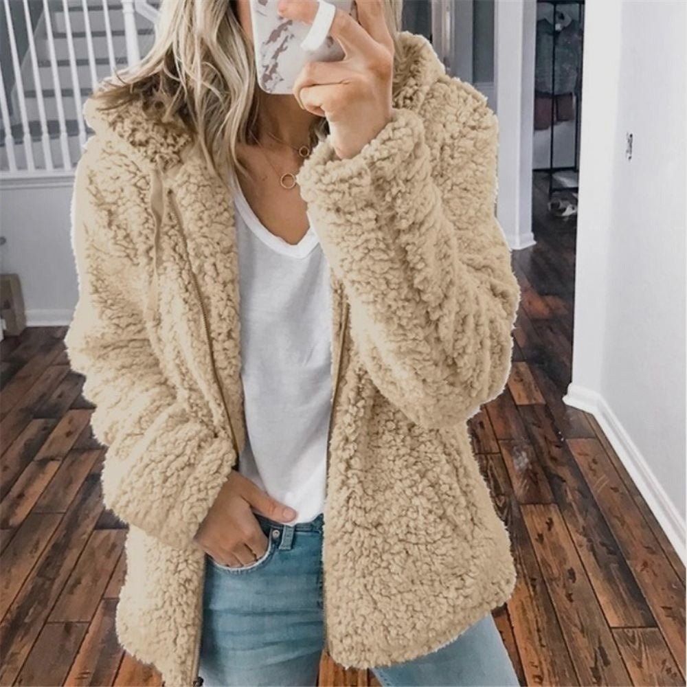 Teddy Cardigan - Zip-Up - Winter - Flauschige Strickjacke - Damen Fleecejacke