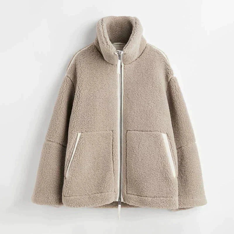 Teddy Fleece Jacke - Damen Übergröße Warme Zip-Up Winter Fleece Jacke