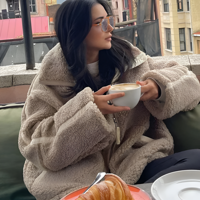 Teddy-Fleecejacke | Kunstpelz | Oversize | Teddy-Mantel | Winterjacke für Damen