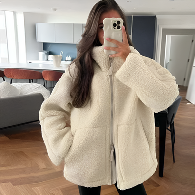 Teddy-Fleecejacke | Kunstpelz | Oversize | Teddy-Mantel | Winterjacke für Damen
