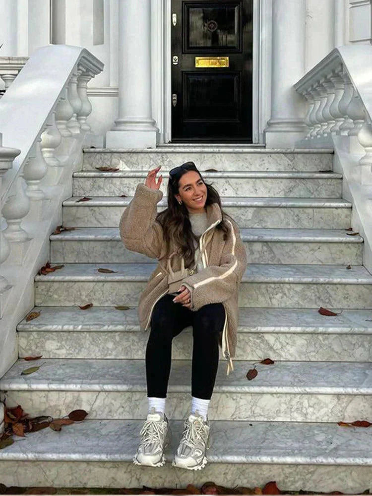 Teddy-Fleecejacke | Reißverschluss | Warm | Oversize-Teddyjacke | Winterkleidung für Damen