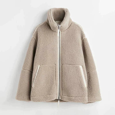Teddy-Fleecejacke | Reißverschluss | Warm | Oversize-Teddyjacke | Winterkleidung für Damen