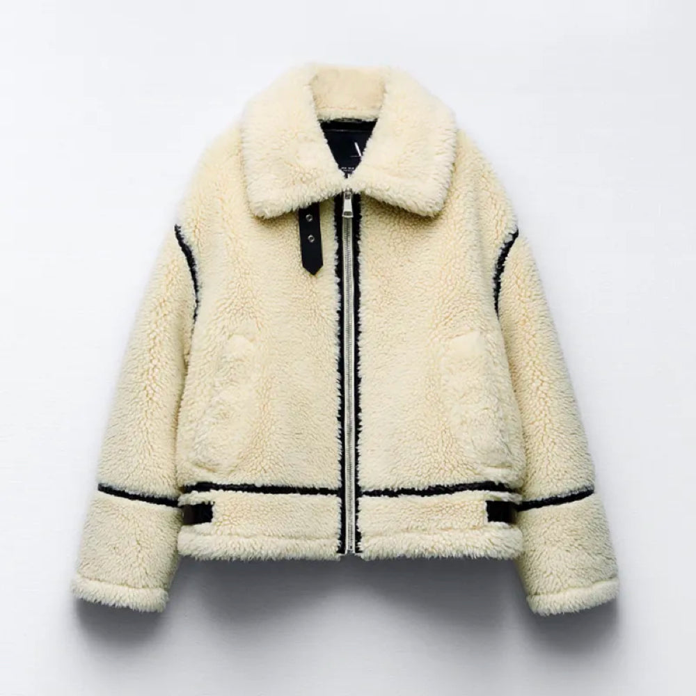 Teddy-Jacke – Oversize – Biker-Look – Kunstpelzjacke – Winterjacke