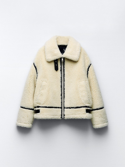 Teddy-Jacke – weiße Oversize-Winterjacke aus Kunstpelz für Damen