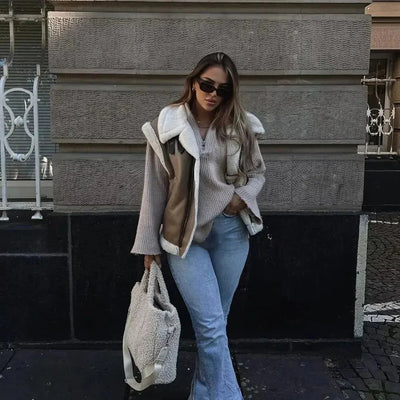 Teddy Vest – ärmellose, Locker Sitzende Winterweste aus Teddyfleece für Damen