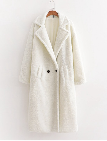 Teddycoat | Kunstpelz | Zweireiher | Langer Wintermantel | Langer Damenmantel