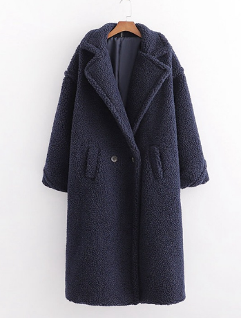 Teddycoat | Kunstpelz | Zweireiher | Langer Wintermantel | Langer Damenmantel